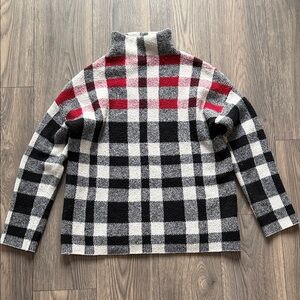 Christian Siriano Black and Red Plaid Turtleneck Sweater